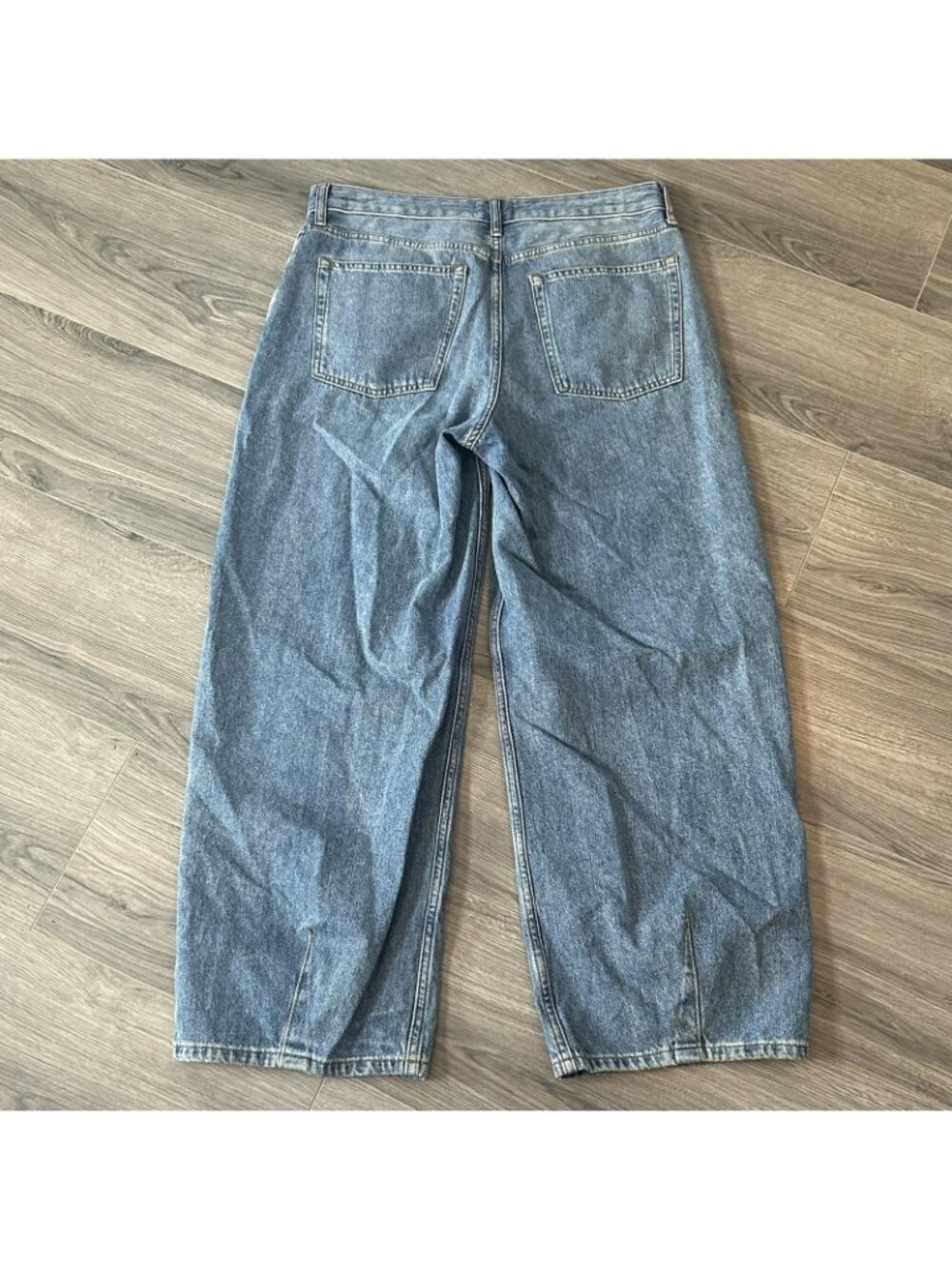 Everlane Jeans Women 30R Fits 32x27 Blue Barrel Baggy High Rise Wide Leg Organic - Picture 2 of 10